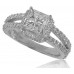 2.01 CT Princess Cut Diamond Engagement Split Shank Ring 14 kt